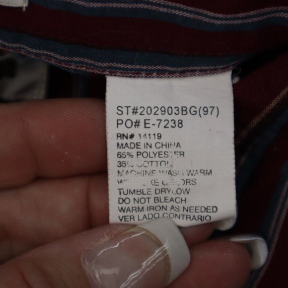 Ely Cattleman Shirt Mens 3XL Burgundy Striped Big Man Long Sleeve Western Pearl - Picture 7 of 16